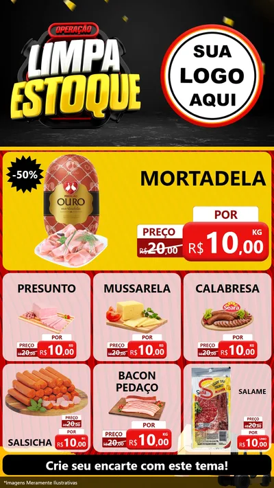 Modelo de Rede Social para Stories com o tema Operação Limpa Estoque para Frios e Laticínios