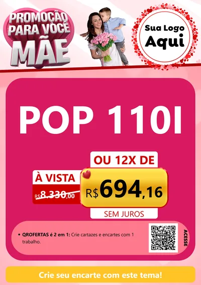 Modelo de Cartaz para Cartaz A4 Vertical com o tema Promoção Para Você Mãe para Concessionaria de Motos