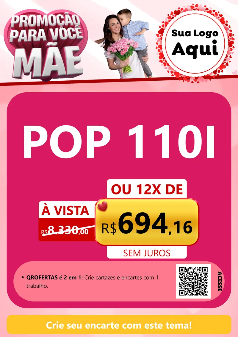 Modelo de Cartaz para Cartaz A4 Vertical com o tema Promoção Para Você Mãe para Concessionaria de Motos