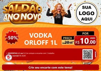 Modelo de Cartaz para Cartaz A4 Horizontal com o tema Saldão de Ano Novo para Distribuidora de bebidas