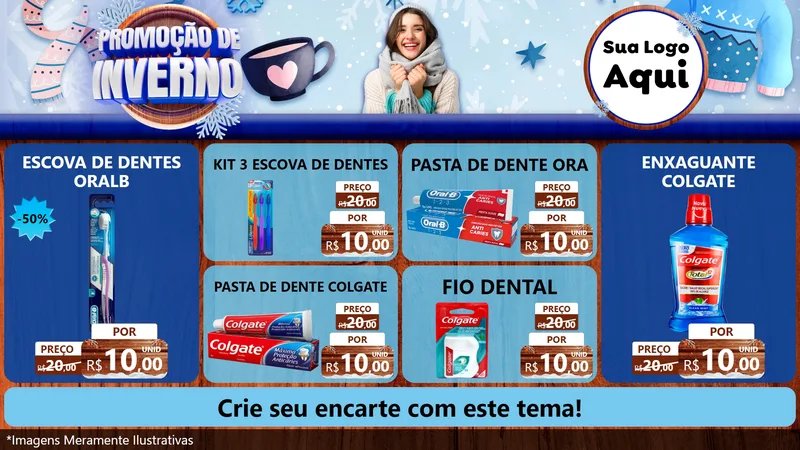 Modelo de TV para TV Horizontal com o tema Promoção de Inverno para Higiene Pessoal