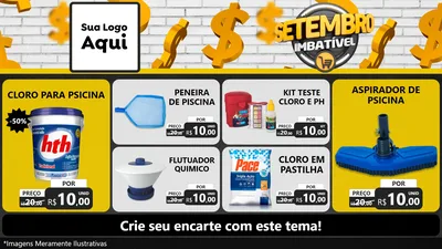 Modelo de TV para TV Horizontal com o tema Setembro Imbatível para Produtos para Piscina
