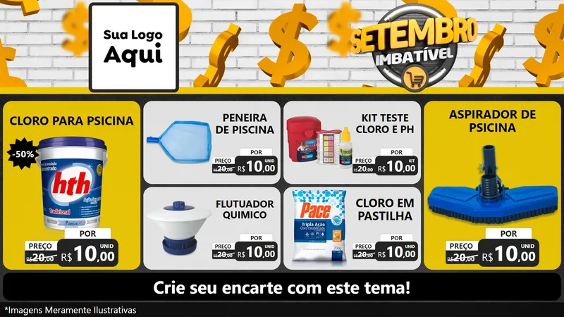 Modelo de TV para TV Horizontal com o tema Setembro Imbatível para Produtos para Piscina