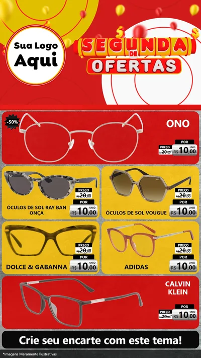 Modelo de TV para TV Vertical com o tema Segunda de Ofertas para Óticas