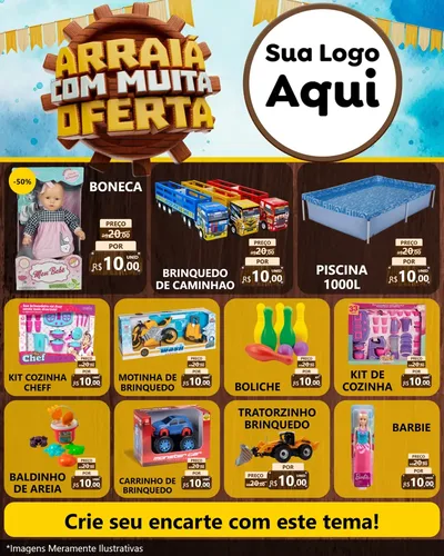 Modelo de Rede Social para Feed Instagram com o tema Ofertas de São João - Junina para Brinquedos
