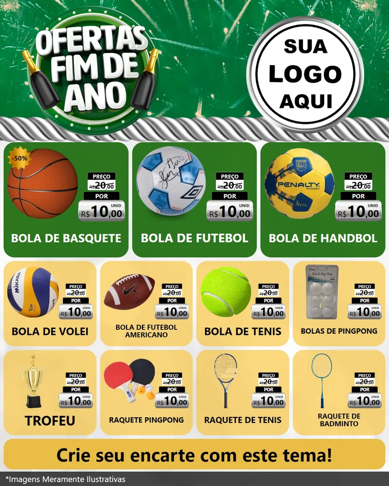Modelo de Rede Social para Feed Instagram com o tema Ofertas Fim de Ano para Artigos Esportivos