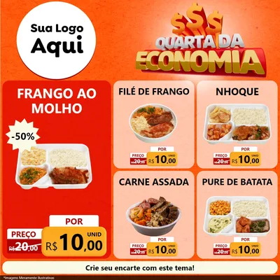 Modelo de Rede Social para Feed Facebook com o tema Quarta da Economia para Restaurante