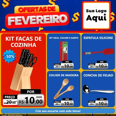 Modelo de Rede Social para Feed Facebook com o tema Ofertas de Fevereiro para Utilidades Domésticas