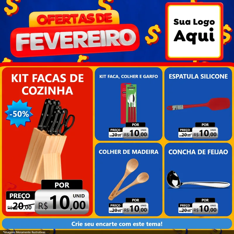 Modelo de Rede Social para Feed Facebook com o tema Ofertas de Fevereiro para Utilidades Domésticas