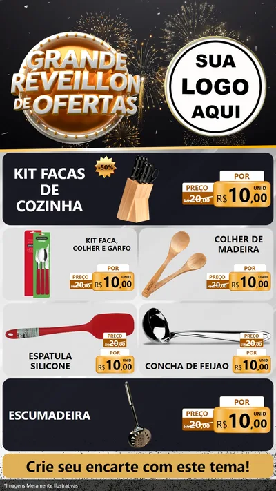 Modelo de TV para TV Vertical com o tema Grande Réveillon de Ofertas para Utilidades Domésticas