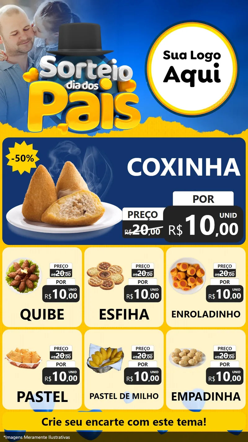 Modelo de Rede Social para Stories com o tema Sorteio Dia Dos Pais para Salgadaria