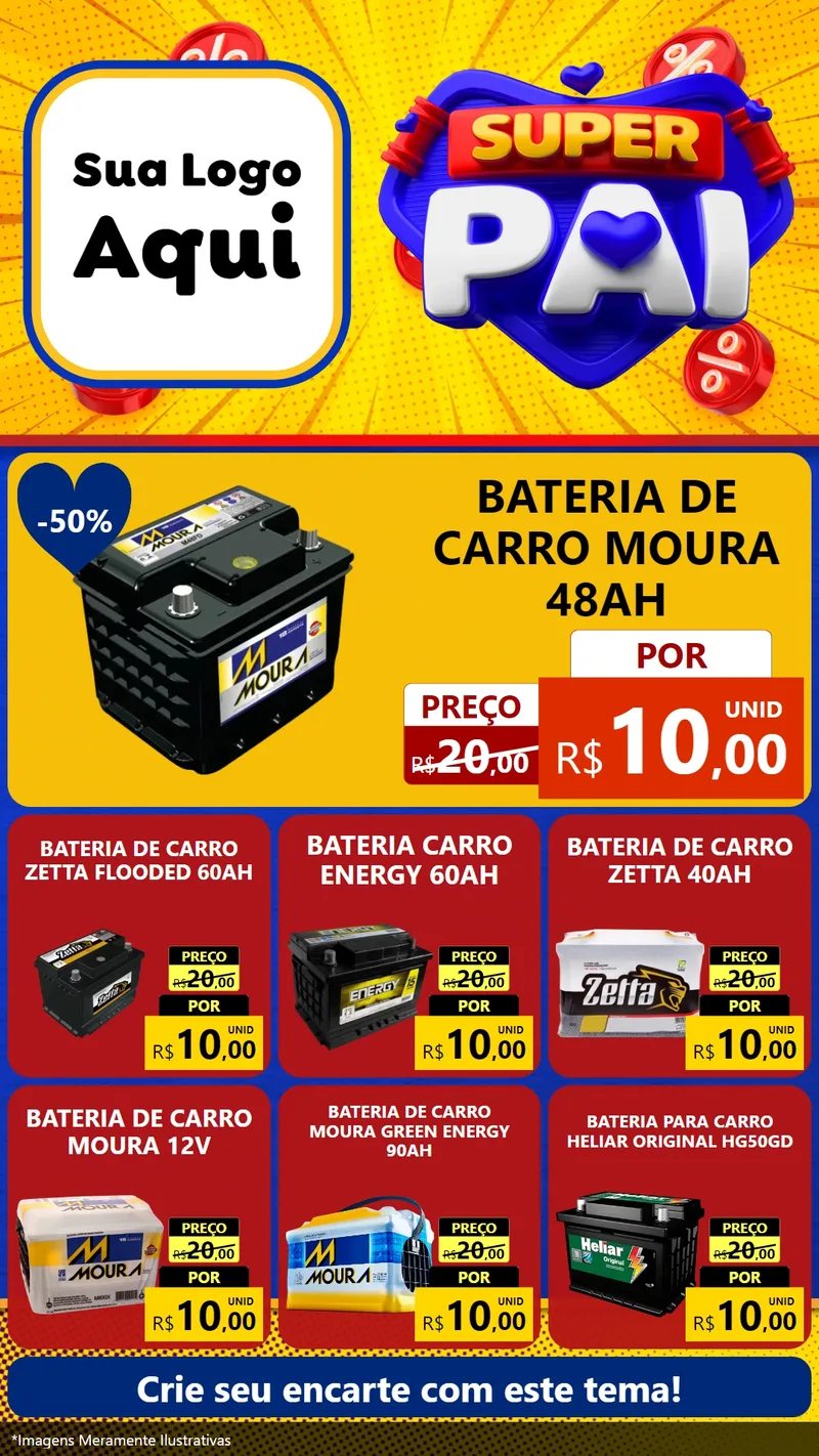 Modelo de Rede Social para Stories com o tema Super Pai para Baterias Elétricas
