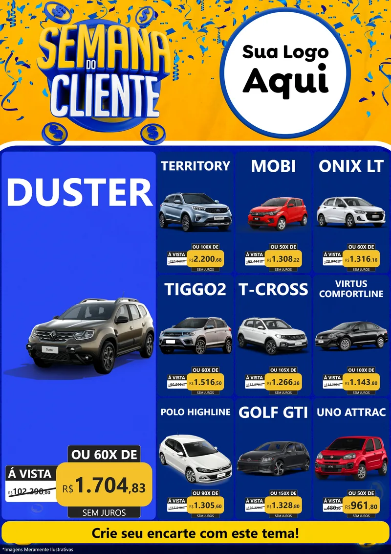 Modelo de Encarte para Encarte A4 Vertical com o tema Semana do Cliente para Concessionaria de Carros