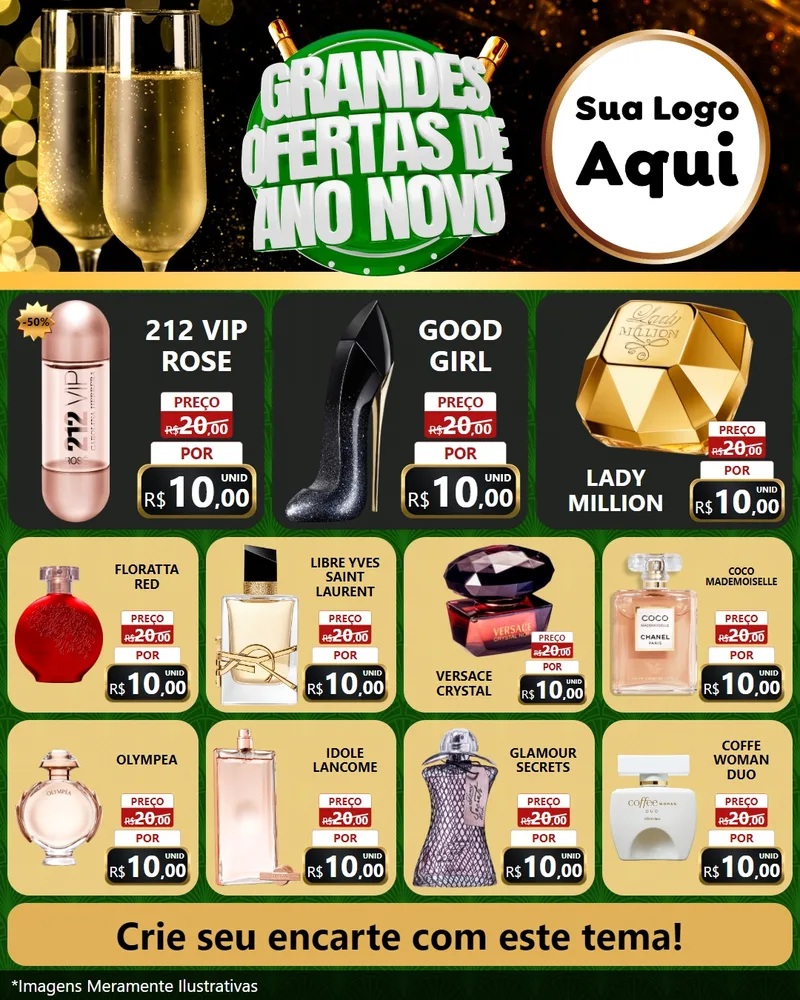 Modelo de Rede Social para Feed Instagram com o tema Grandes Ofertas de Ano Novo para Perfumes