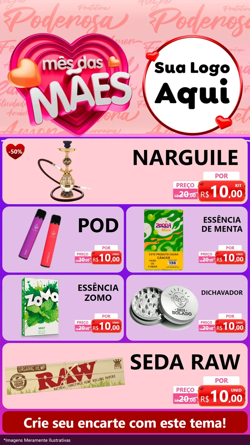 Modelo de TV para TV Vertical com o tema Mês Das Mães para Tabacaria