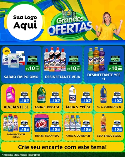 Modelo de Rede Social para Feed Instagram com o tema Grandes Ofertas para Produtos de Limpeza