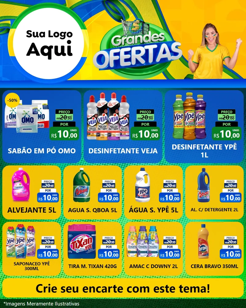Modelo de Rede Social para Feed Instagram com o tema Grandes Ofertas para Produtos de Limpeza