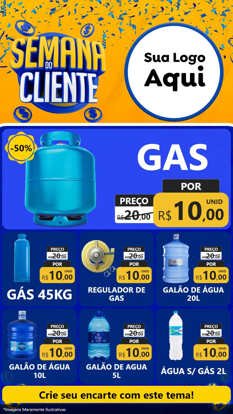Modelo de Rede Social para Stories com o tema Semana do Cliente para Água e gás