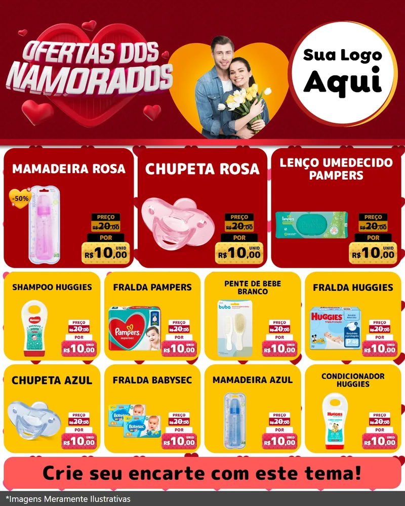 Modelo de Rede Social para Feed Instagram com o tema Ofertas Dos Namorados para Bebês