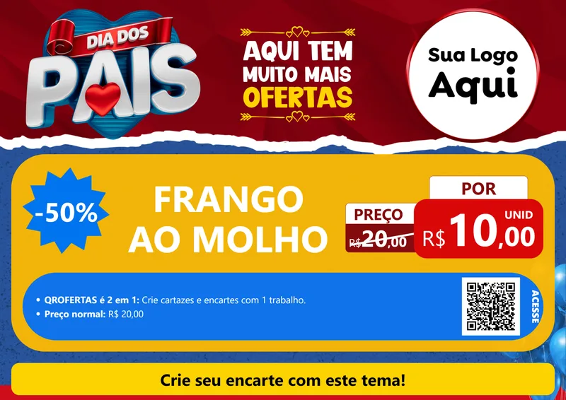Modelo de Cartaz para Cartaz A4 Horizontal com o tema Dia dos Pais para Restaurante