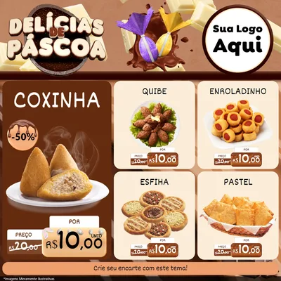 Modelo de Rede Social para Feed Facebook com o tema Delícias de Páscoa para Salgadaria