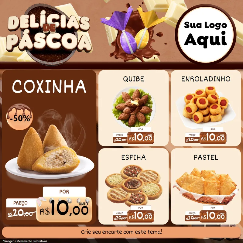 Modelo de Rede Social para Feed Facebook com o tema Delícias de Páscoa para Salgadaria