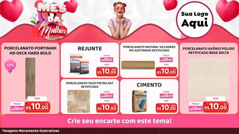 Modelo de TV para TV Horizontal com o tema Mês da Mulher para Pisos e revestimentos