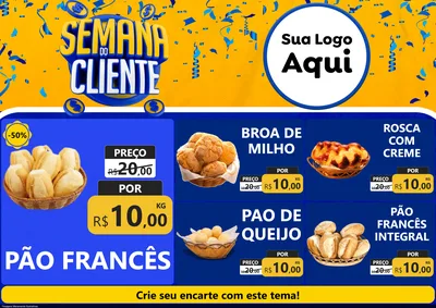 Modelo de Encarte para Encarte A4 Horizontal com o tema Semana do Cliente para Padaria