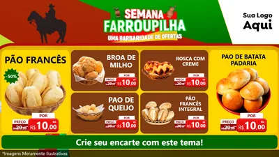 Modelo de TV para TV Horizontal com o tema Semana Farroupilha - Uma Barbaridade de Ofertas para Padaria