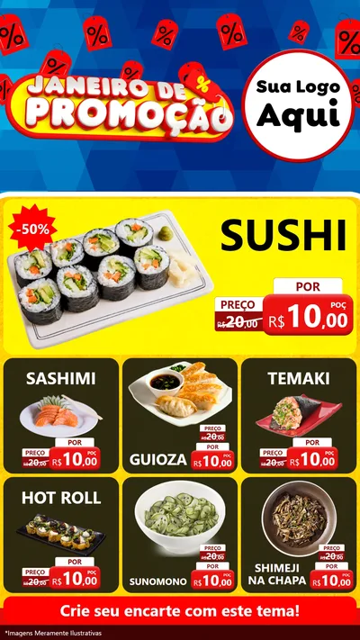 Modelo de Rede Social para Stories com o tema Janeiro de Promoção para Comida japonesa