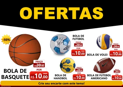 Modelo de Encarte para Encarte A4 Horizontal com o tema Ofertas Preto e Vermelho Cartaz para Artigos Esportivos