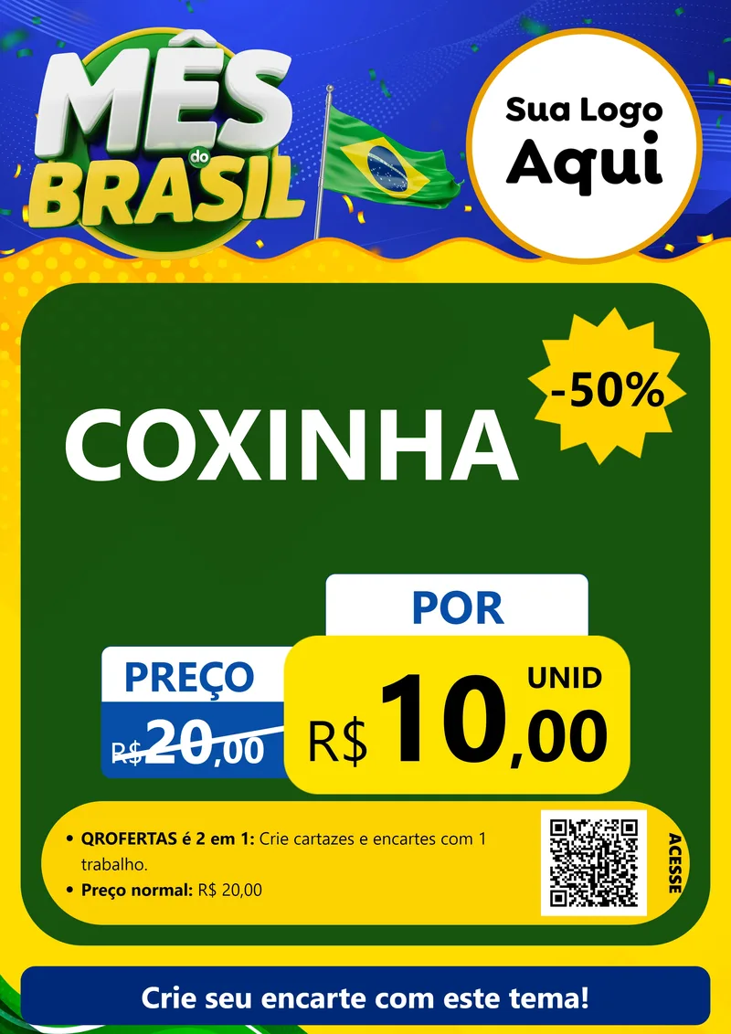 Modelo de Cartaz para Cartaz A4 Vertical com o tema Mês do Brasil para Salgadaria