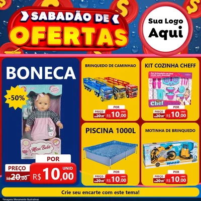 Modelo de Rede Social para Feed Facebook com o tema Sabadão de Ofertas para Brinquedos