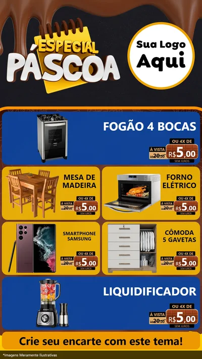 Modelo de TV para TV Vertical com o tema Especial Páscoa para Móveis e Eletro