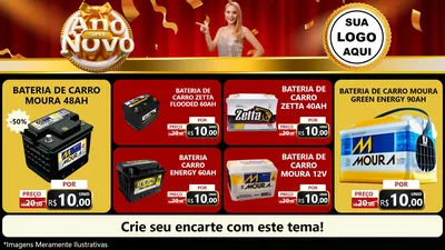 Modelo de TV para TV Horizontal com o tema Super Ano Novo para Baterias Elétricas