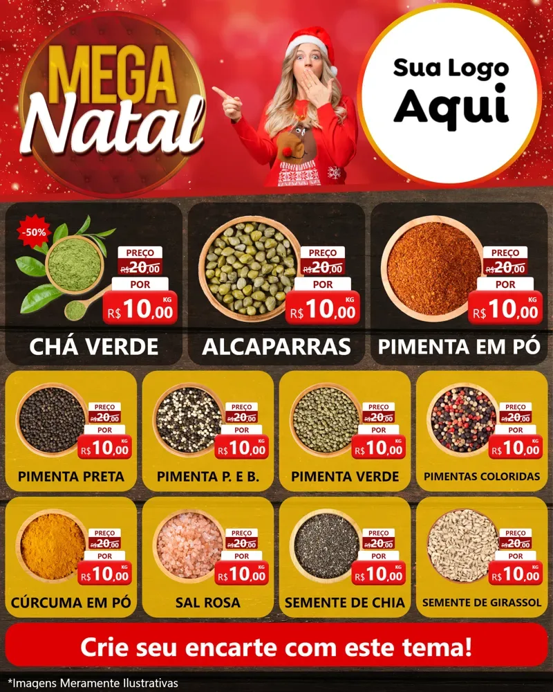 Modelo de Rede Social para Feed Instagram com o tema Mega Natal para Produtos Naturais