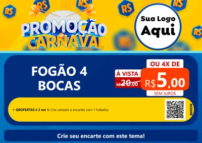 Modelo de Cartaz para Cartaz A4 Horizontal com o tema Promoção de Carnaval para Móveis e Eletro