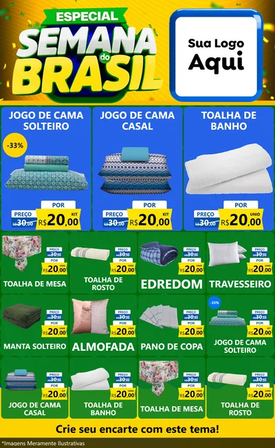 Modelo de Encarte para Encarte Grande com o tema Especial Semana do Brasil para Cama, Mesa e Banho