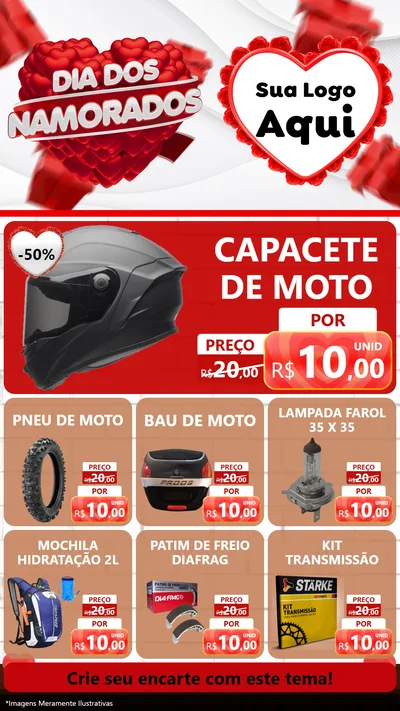 Modelo de Rede Social para Stories com o tema Dia dos Namorados para Moto peças