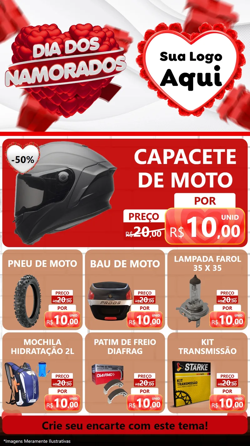 Modelo de Rede Social para Stories com o tema Dia dos Namorados para Moto peças