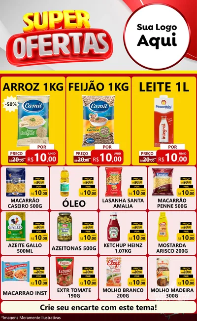 Modelo de Encarte para Encarte Grande com o tema Super Ofertas para Supermercado