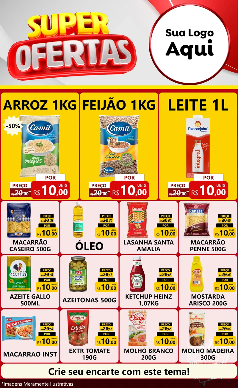 Modelo de Encarte para Encarte Grande com o tema Super Ofertas para Supermercado