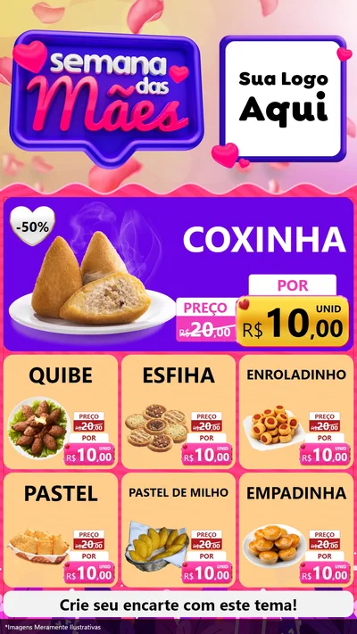 Modelo de Rede Social para Stories com o tema Semana das Mães para Salgadaria
