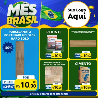 Modelo de Rede Social para Feed Facebook com o tema Mês do Brasil para Pisos e revestimentos
