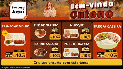 Modelo de TV para TV Horizontal com o tema Bem-vindo Outono para Restaurante