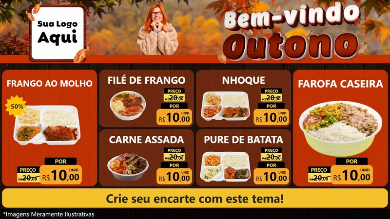 Modelo de TV para TV Horizontal com o tema Bem-vindo Outono para Restaurante