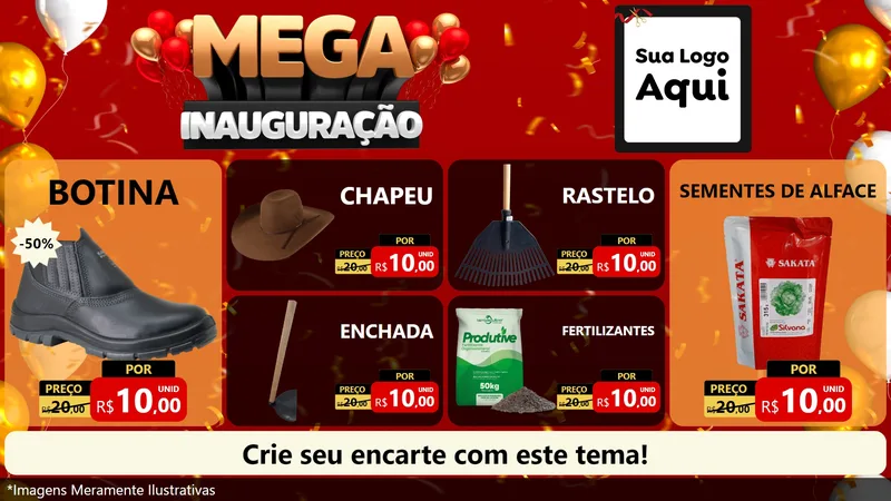 Modelo de TV para TV Horizontal com o tema Mega Inauguração para Agropecuária