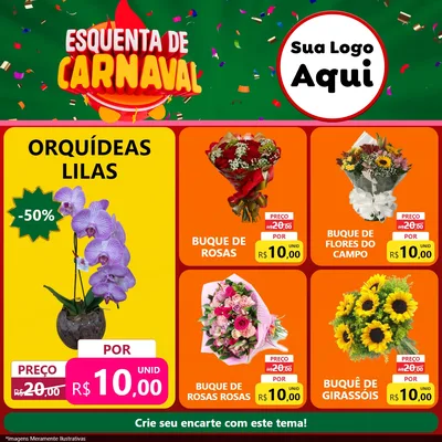 Modelo de Rede Social para Feed Facebook com o tema Esquenta de Carnaval para Floricultura e jardim
