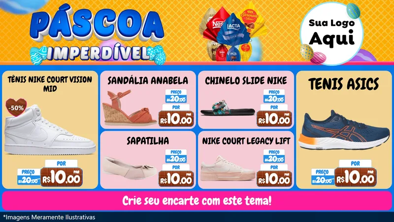 Modelo de TV para TV Horizontal com o tema Páscoa Imperdível para Calçados