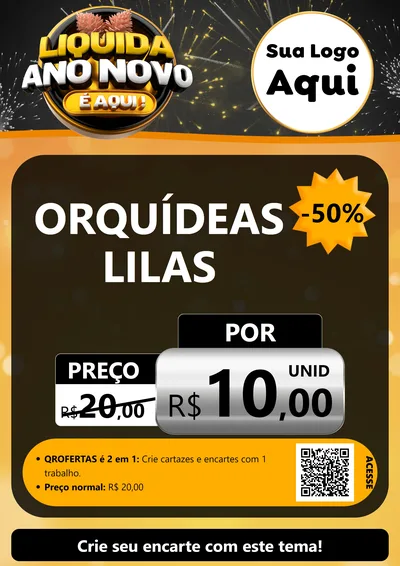 Modelo de Cartaz para Cartaz A4 Vertical com o tema Liquida Ano Novo É Aqui! para Floricultura e jardim